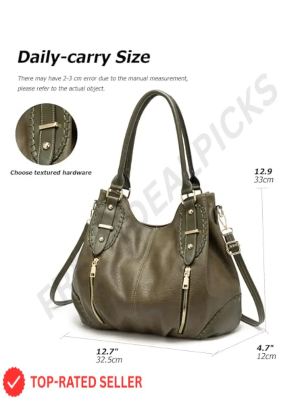 Vintage Large PU Hobo Tote Satchel Purse with Adjustable Strap